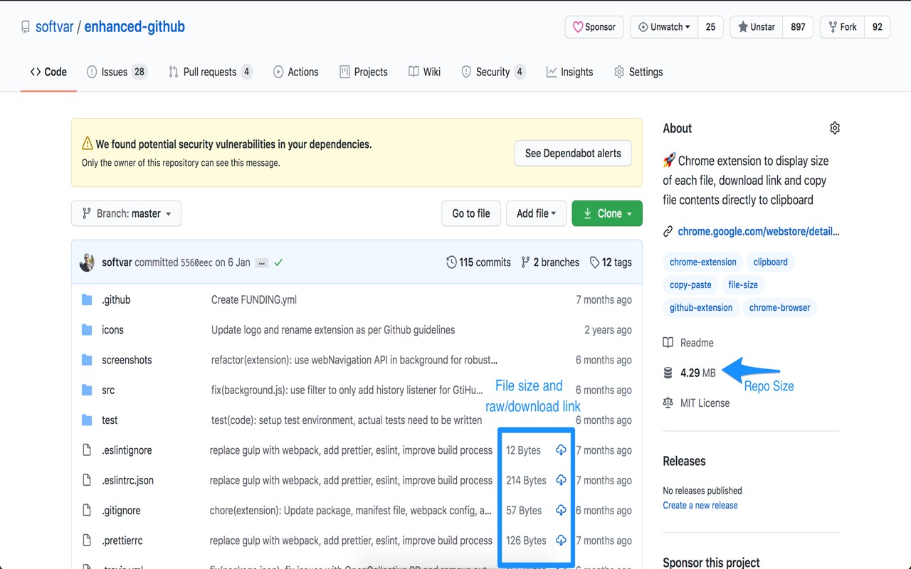 Enhanced GitHub screenshot