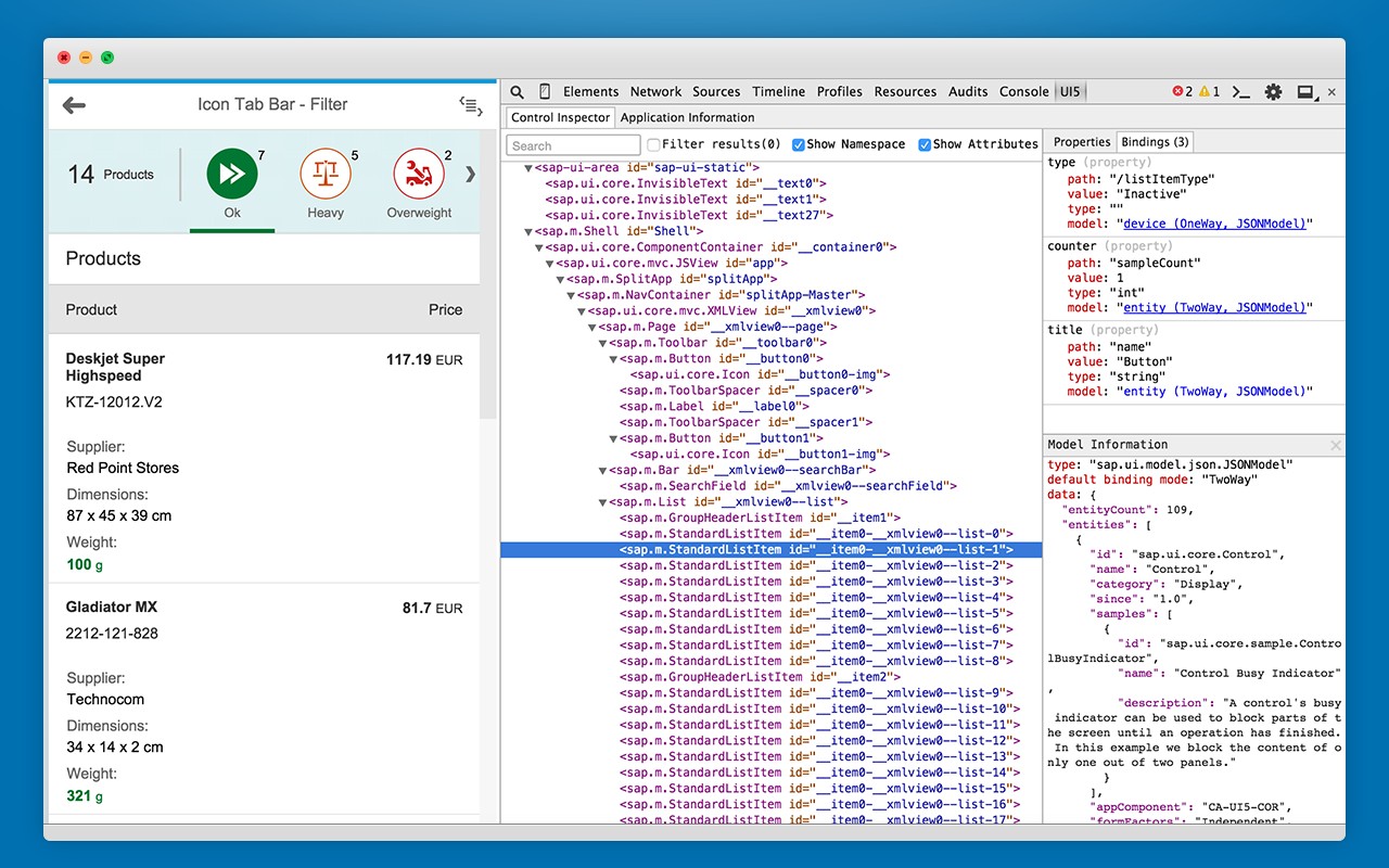 UI5 Inspector screenshot