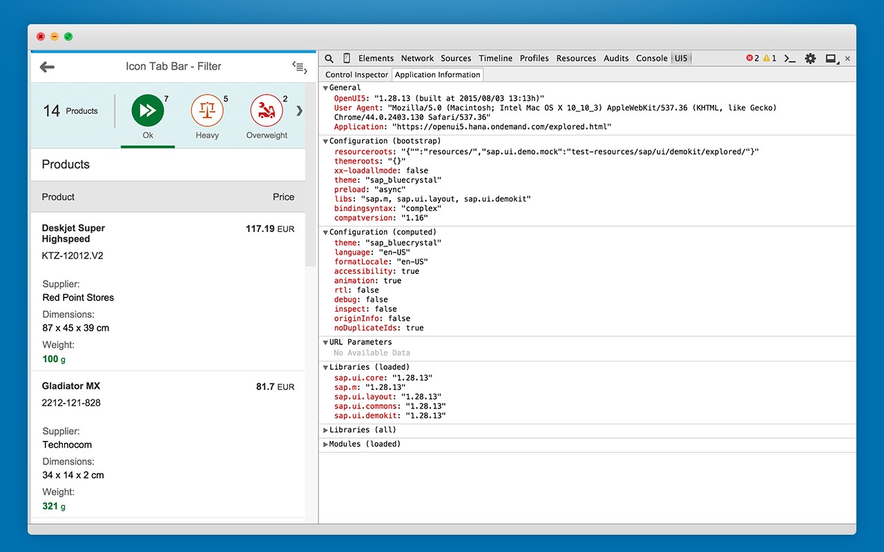 UI5 Inspector screenshot