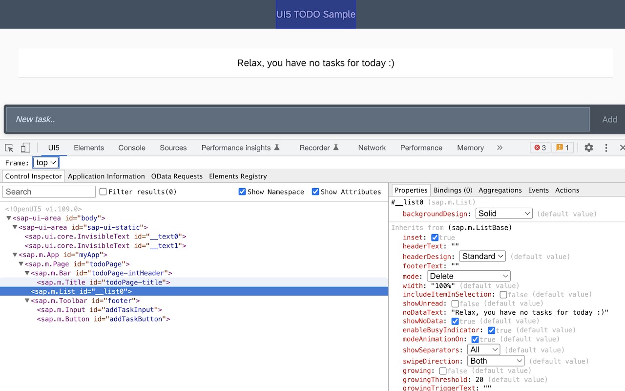 UI5 Inspector screenshot