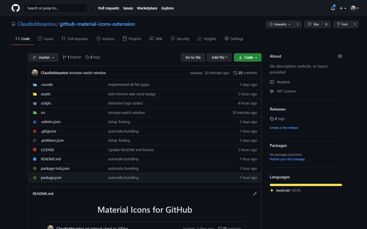 Material Icons for GitHub screenshot