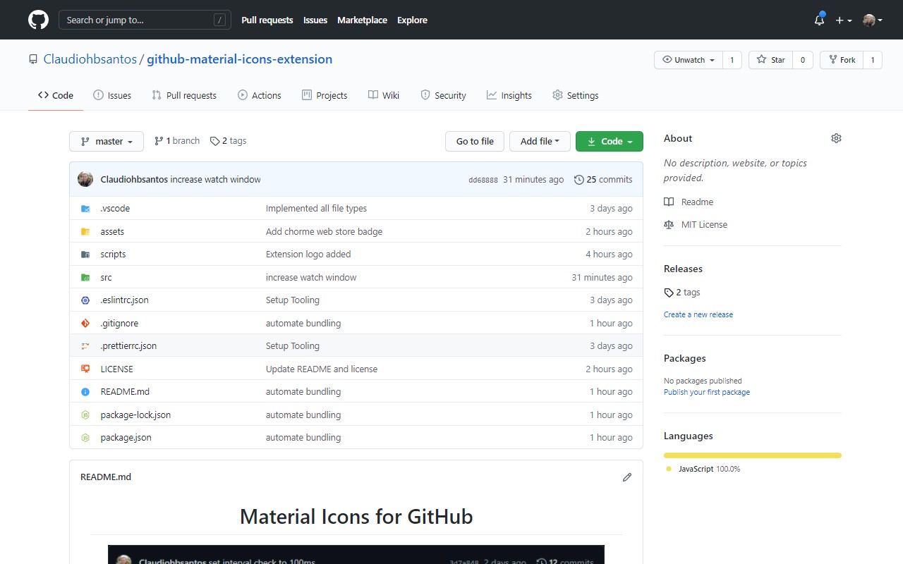 Material Icons for GitHub screenshot