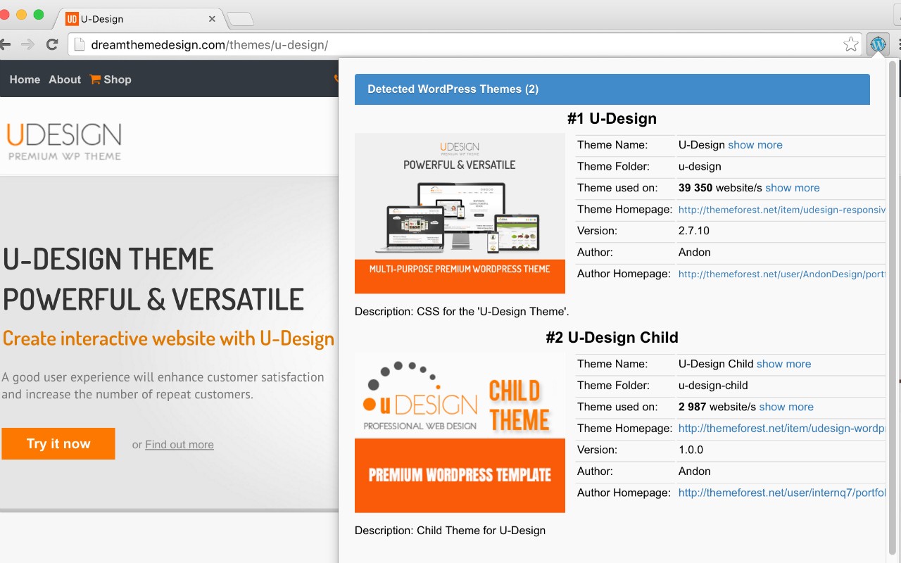 WordPress Theme Detector and Plugin Detector screenshot