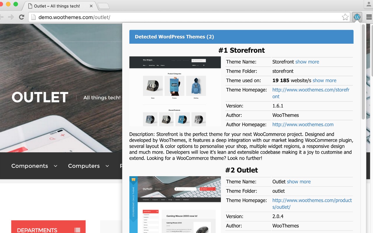 WordPress Theme Detector and Plugin Detector screenshot