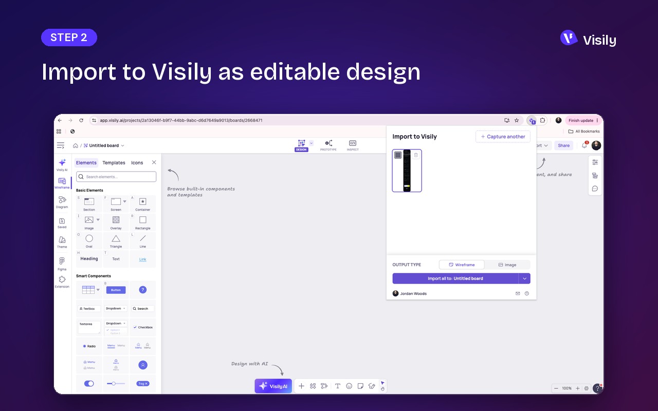 Screenshot to Editable Design - Visily screenshot