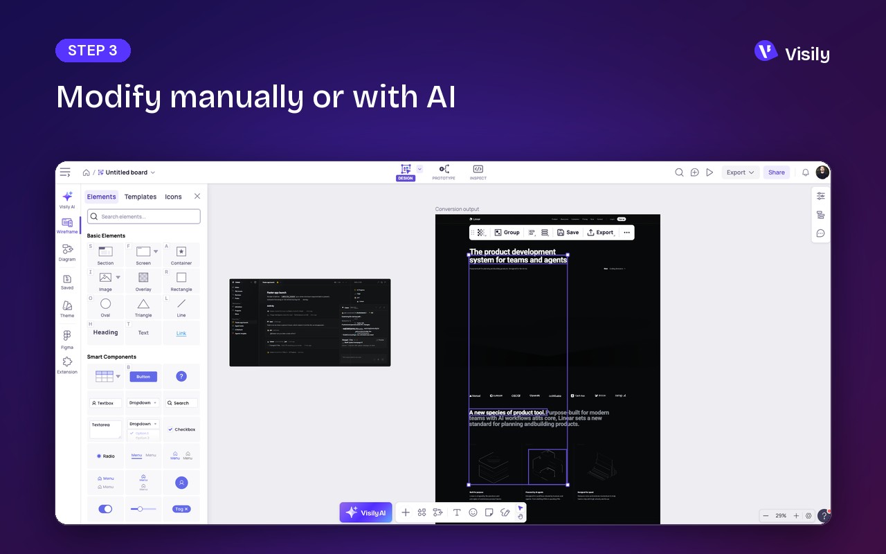 Screenshot to Editable Design - Visily screenshot