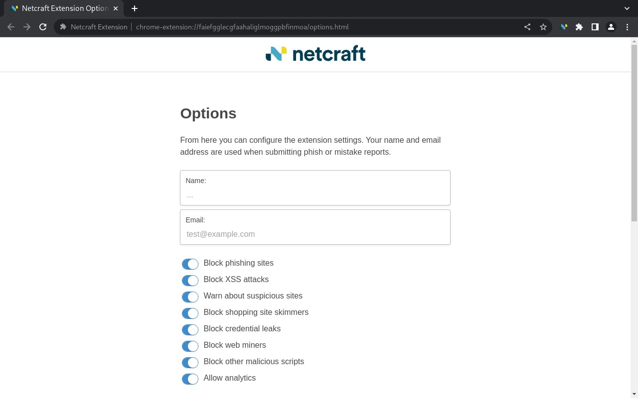 Netcraft Extension screenshot