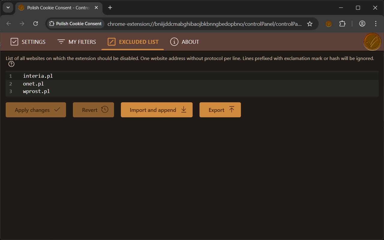 Polish Cookie Consent screenshot