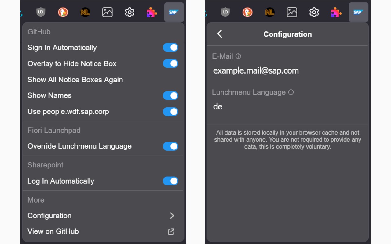 SAP Addon screenshot
