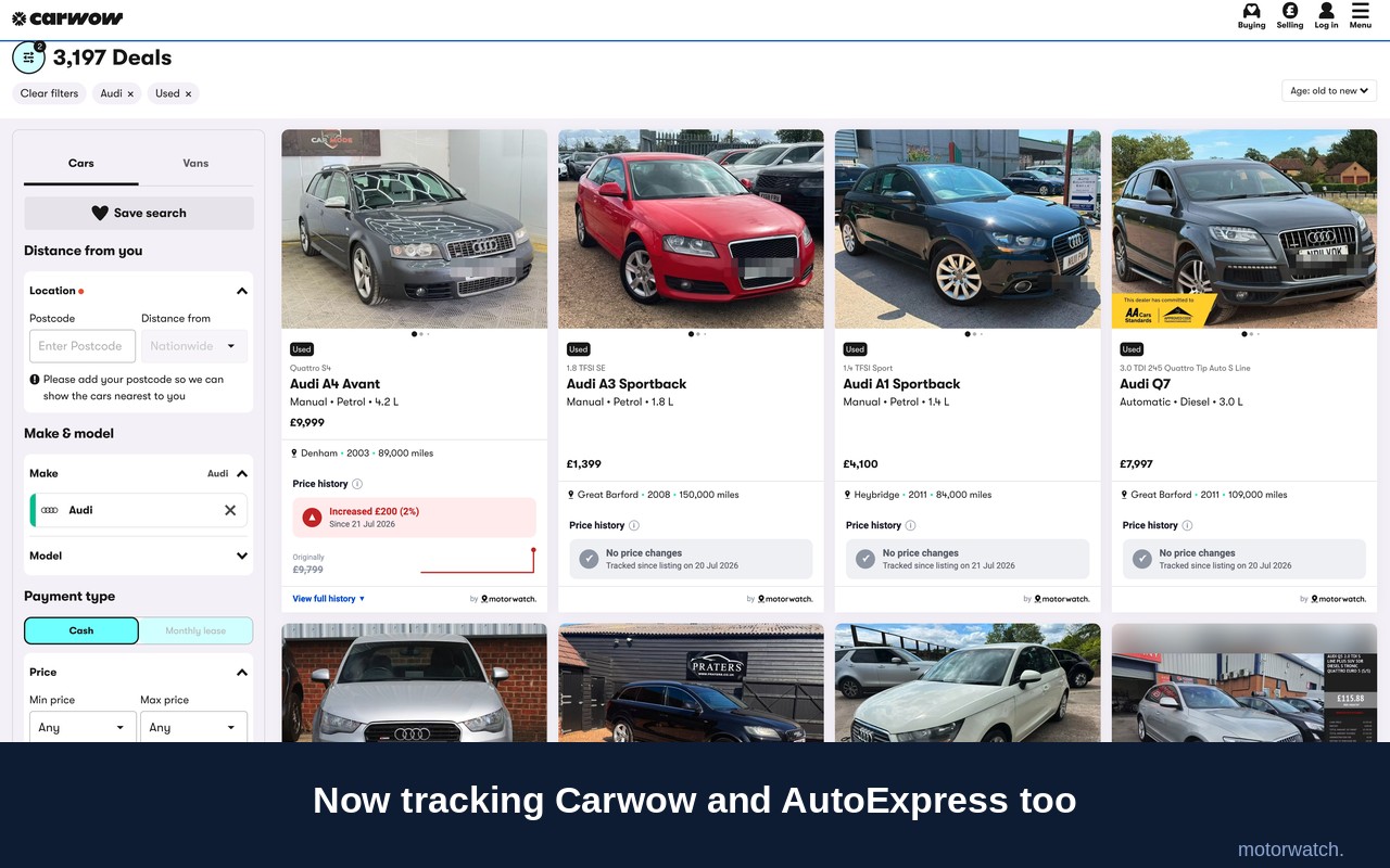 Motorwatch - car price tracker screenshot