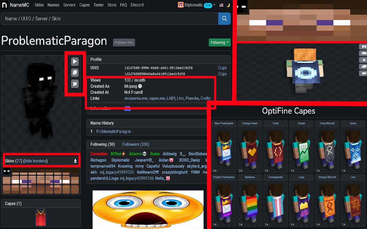 NameMC Extras screenshot