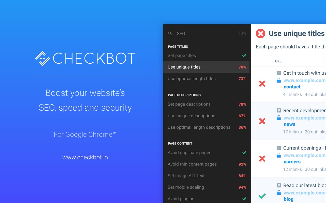 Checkbot: SEO, Web Speed & Security Tester 🚀 screenshot