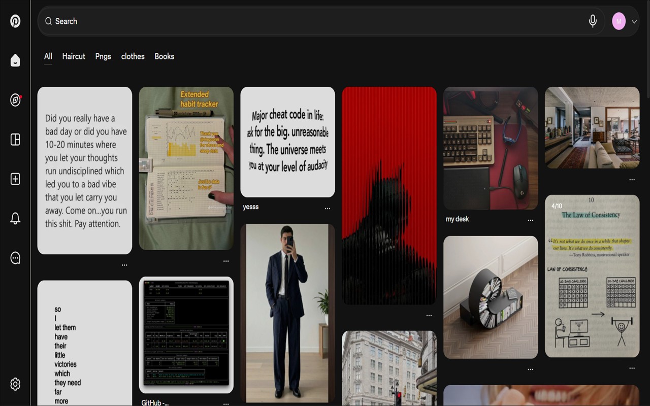 Pinterest Dark Mode screenshot