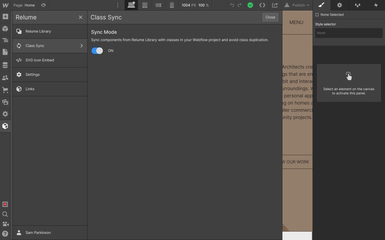 Relume Chrome Extension for Webflow screenshot