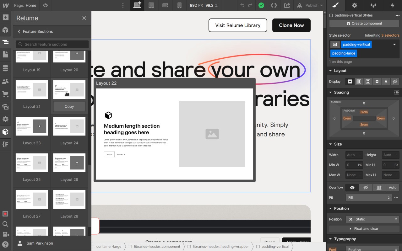 Relume Chrome Extension for Webflow screenshot
