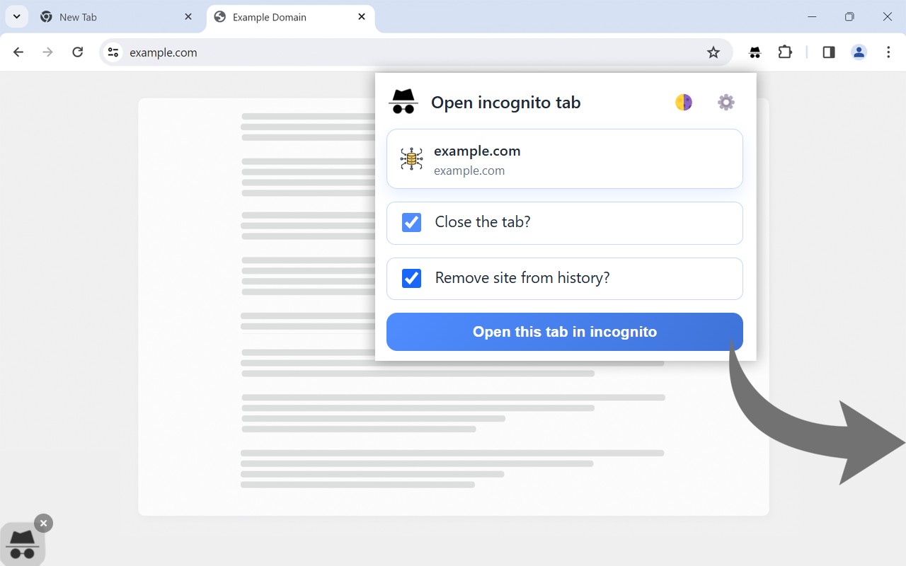 Open incognito tab screenshot