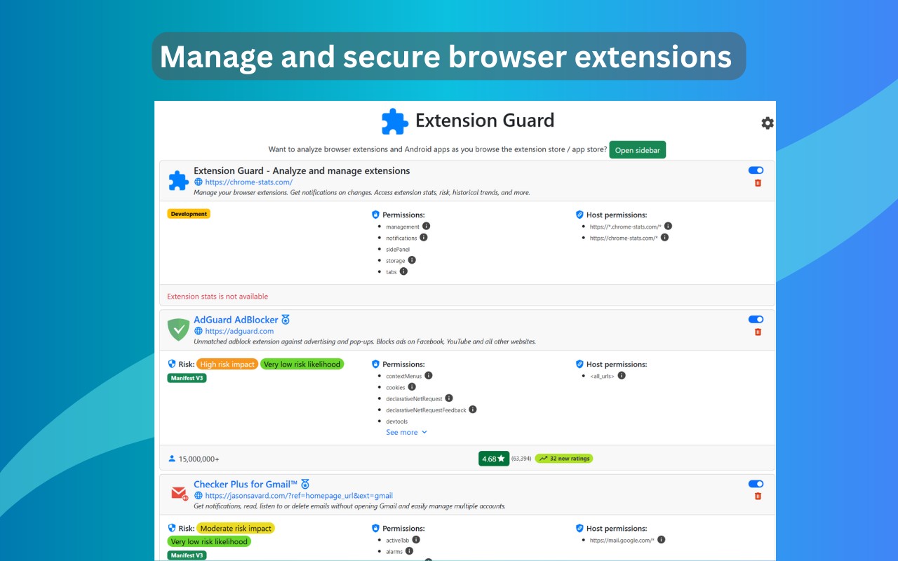Extension Guard - Manage and secure extensions screenshot