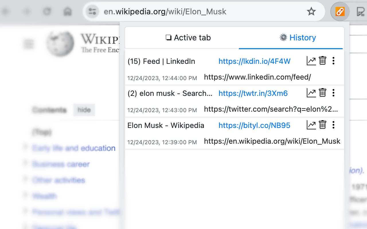 Firelinks URL Shortner screenshot