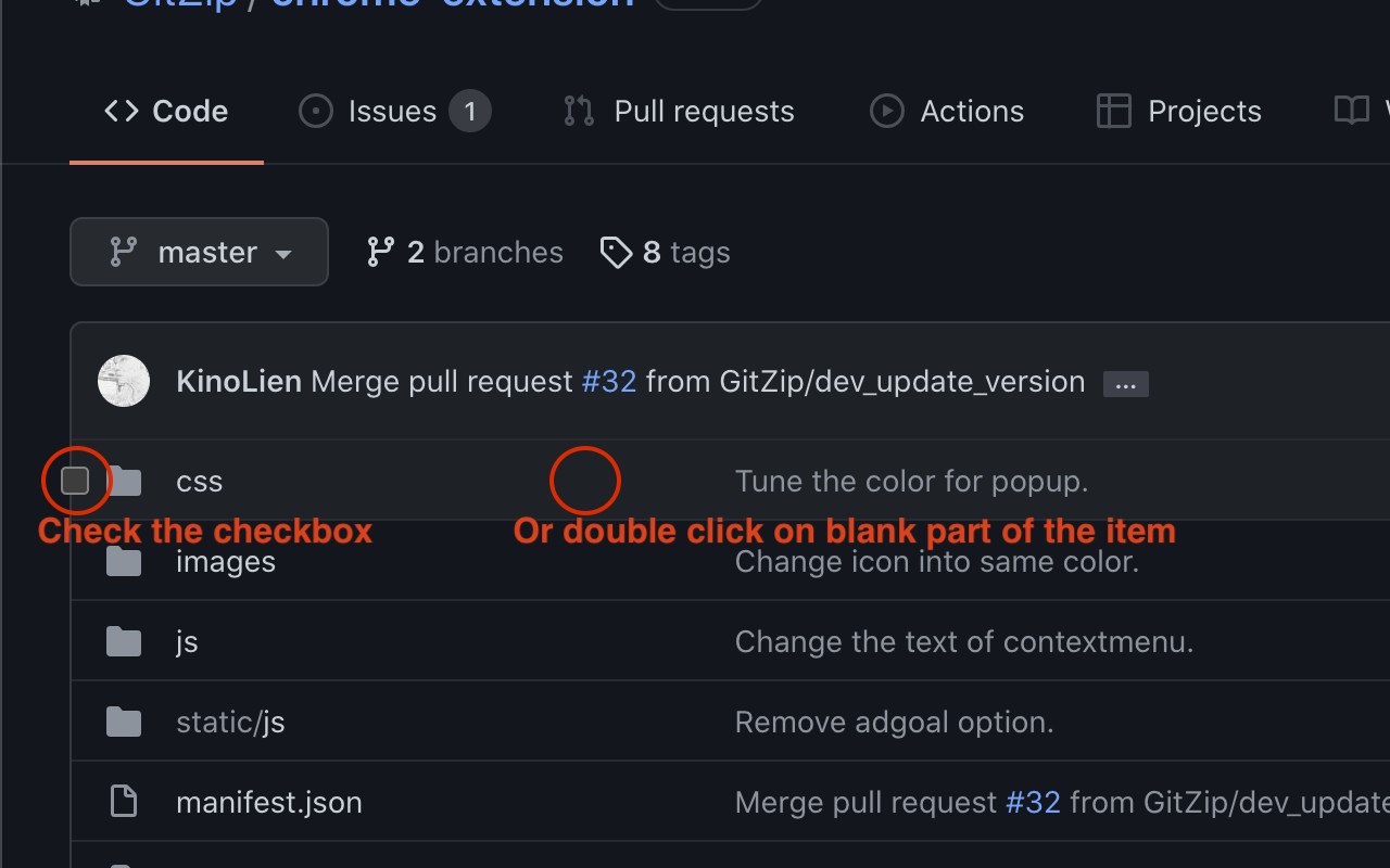 GitZip for github screenshot