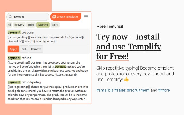 Templify – write messages in 1 click! 🚀 screenshot