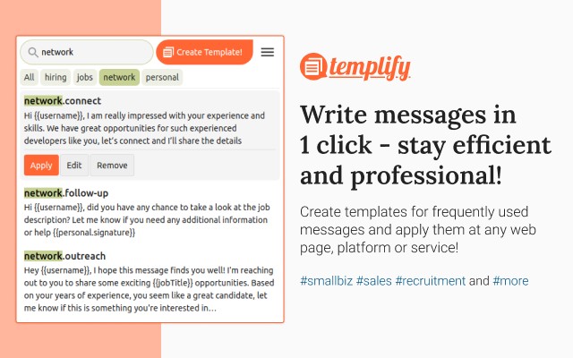 Templify – write messages in 1 click! 🚀 screenshot