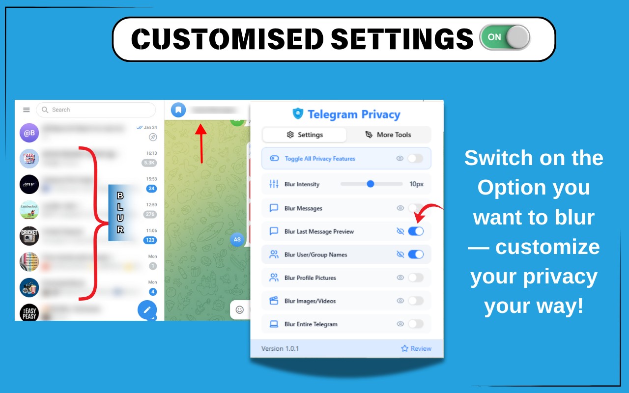 Privacy Extension For Telegram Web screenshot