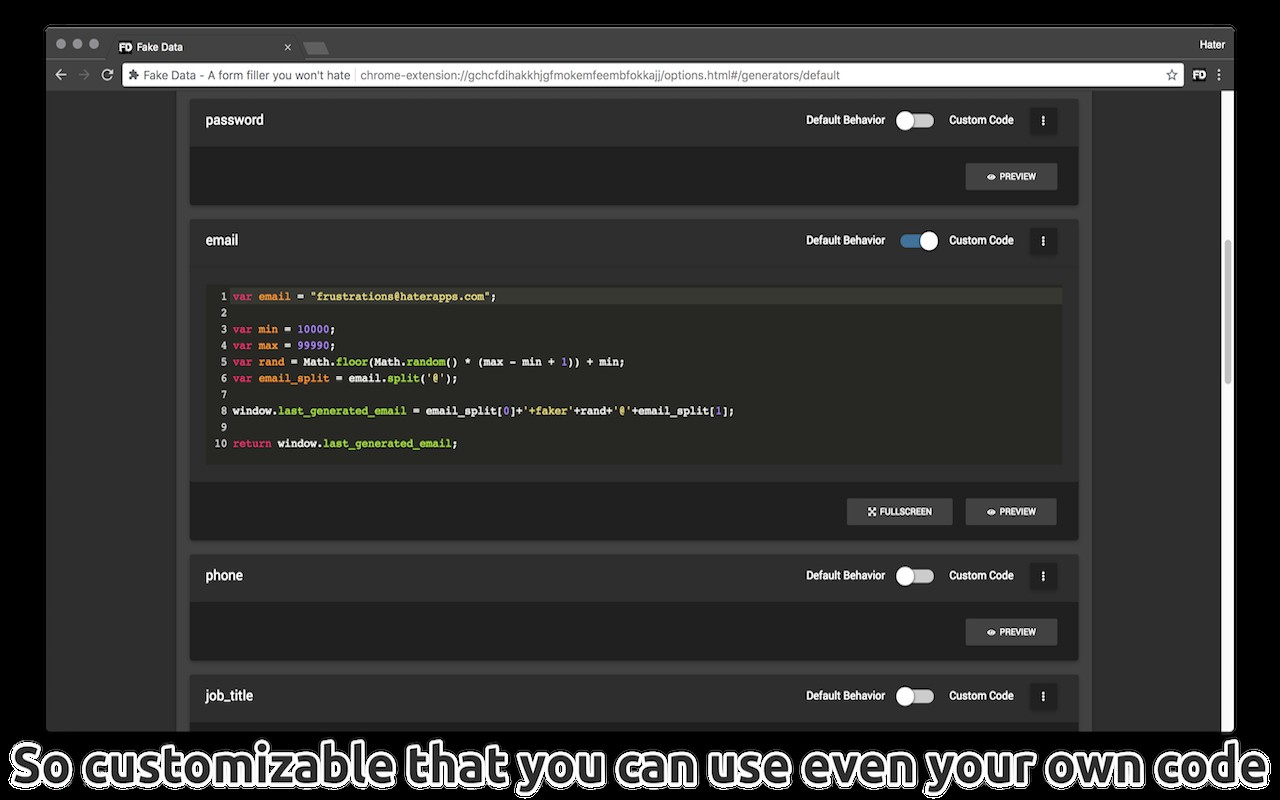 Fake Data - A form filler you won't hate screenshot