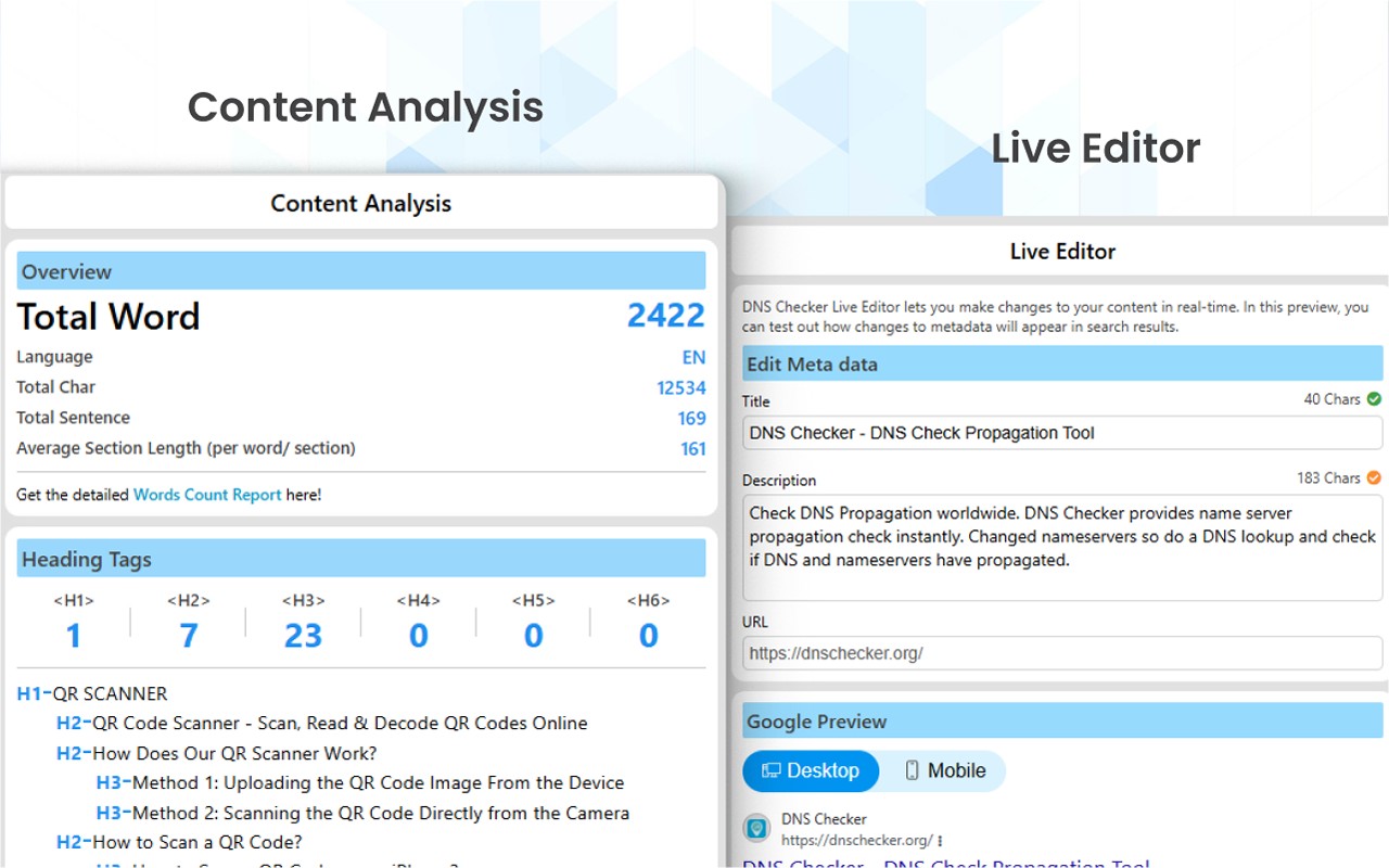 DNS Checker - SEO and Domain Analysis screenshot