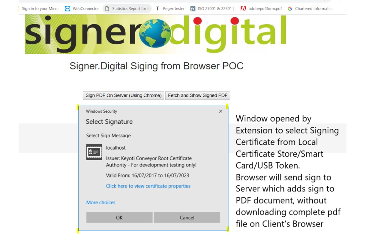 Signer.Digital Digital Signature, PKI screenshot