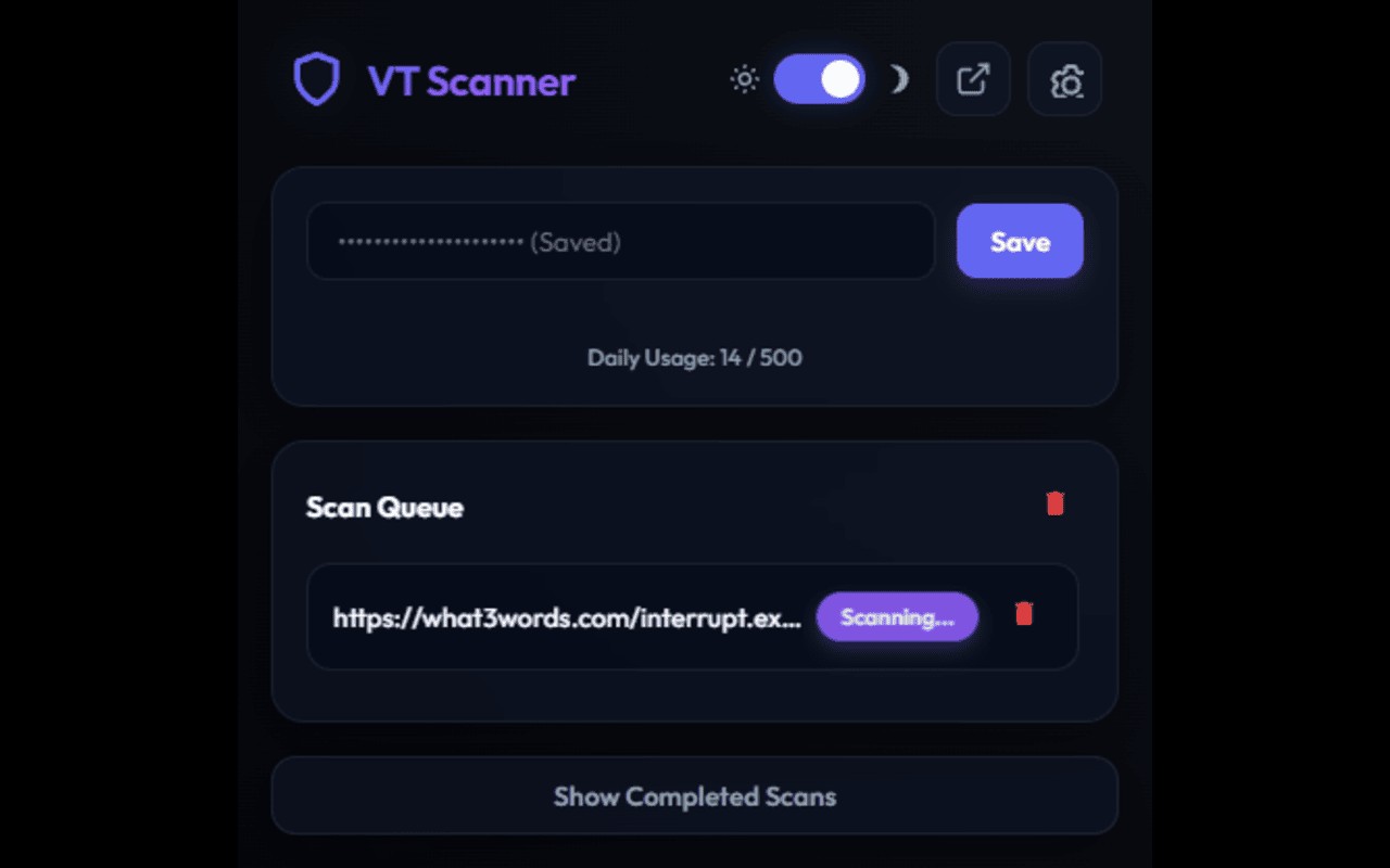VirusTotal URL Scanner screenshot