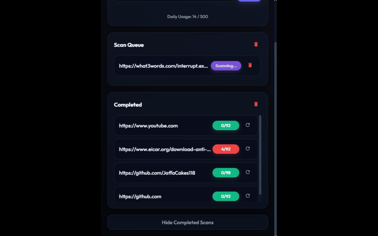 VirusTotal URL Scanner screenshot