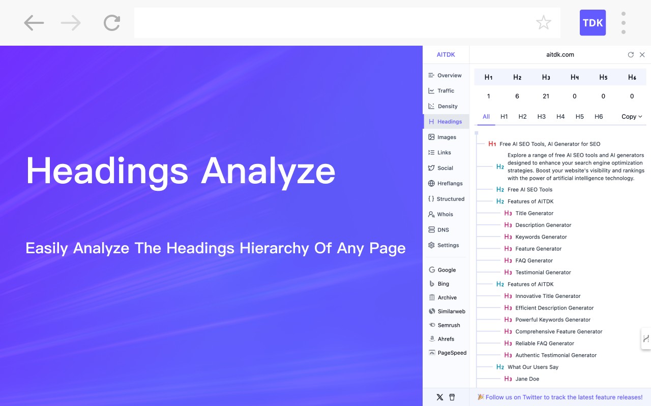 AITDK SEO Extension - Traffic/Keywords/Whois/SEO analyzer screenshot