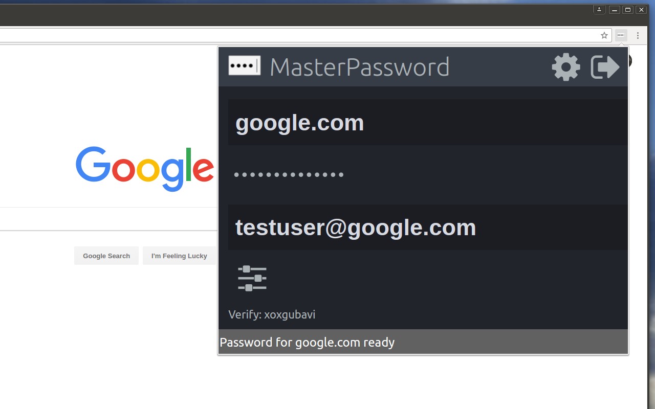 MasterPassword for chrome screenshot
