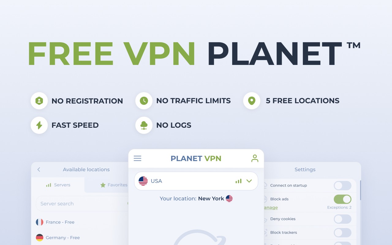 Free VPN For Chrome & Ad blocker - Planet VPN screenshot