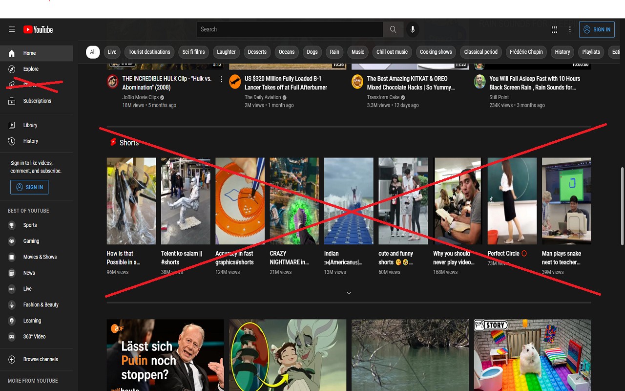 No YouTube Shorts screenshot