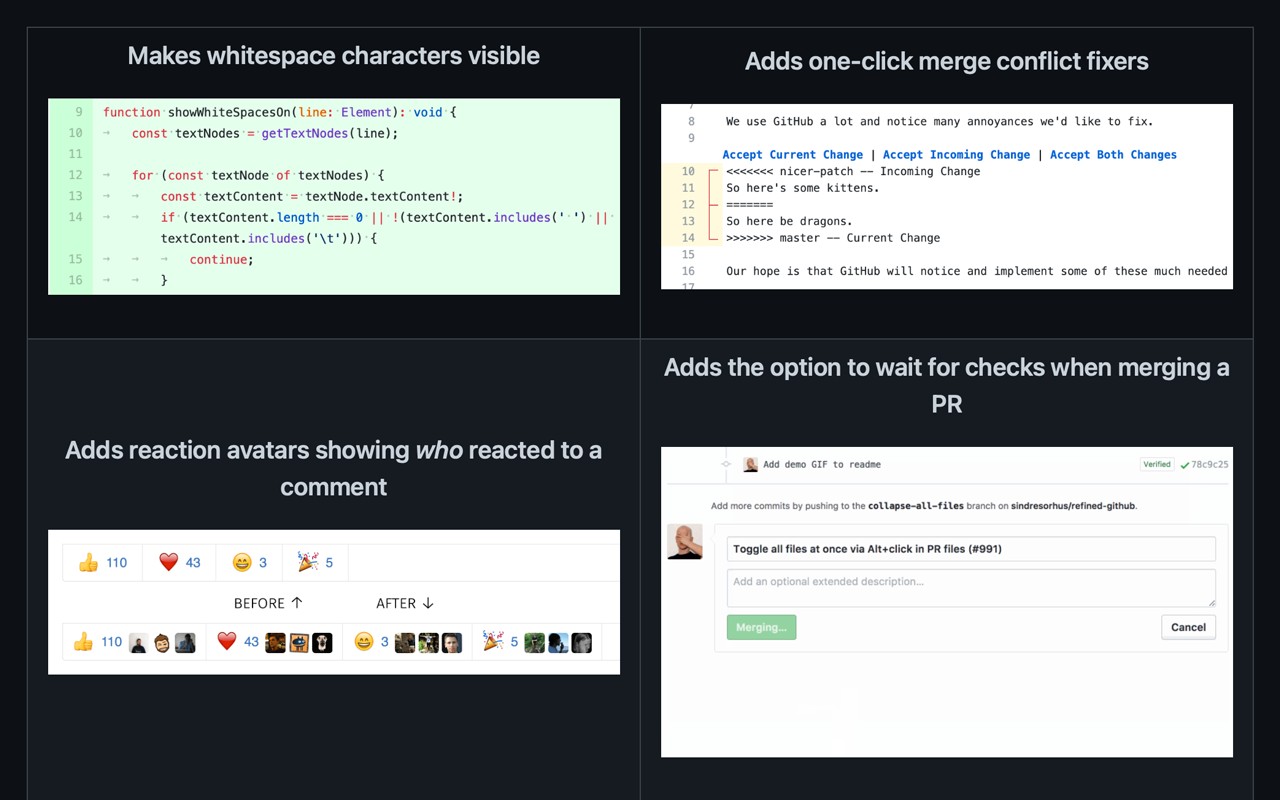 Refined GitHub screenshot