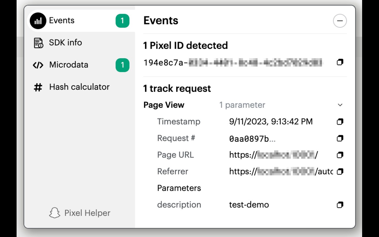 Snap Pixel Helper screenshot
