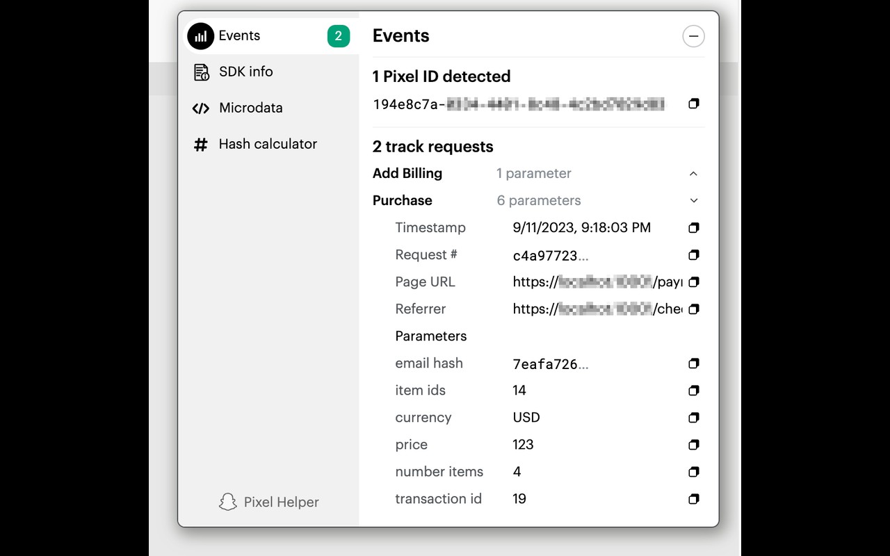 Snap Pixel Helper screenshot