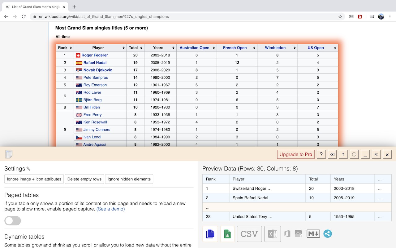Table Capture screenshot