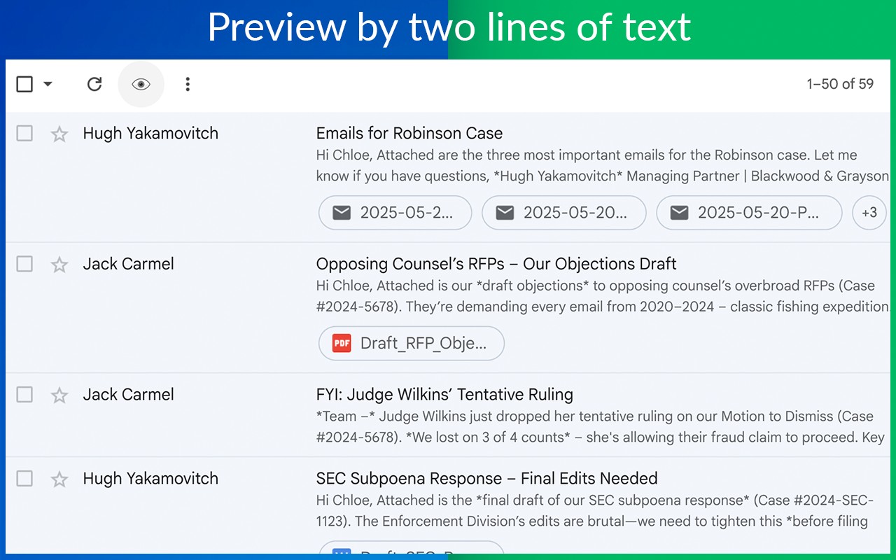 Gmail Message Preview by cloudHQ screenshot