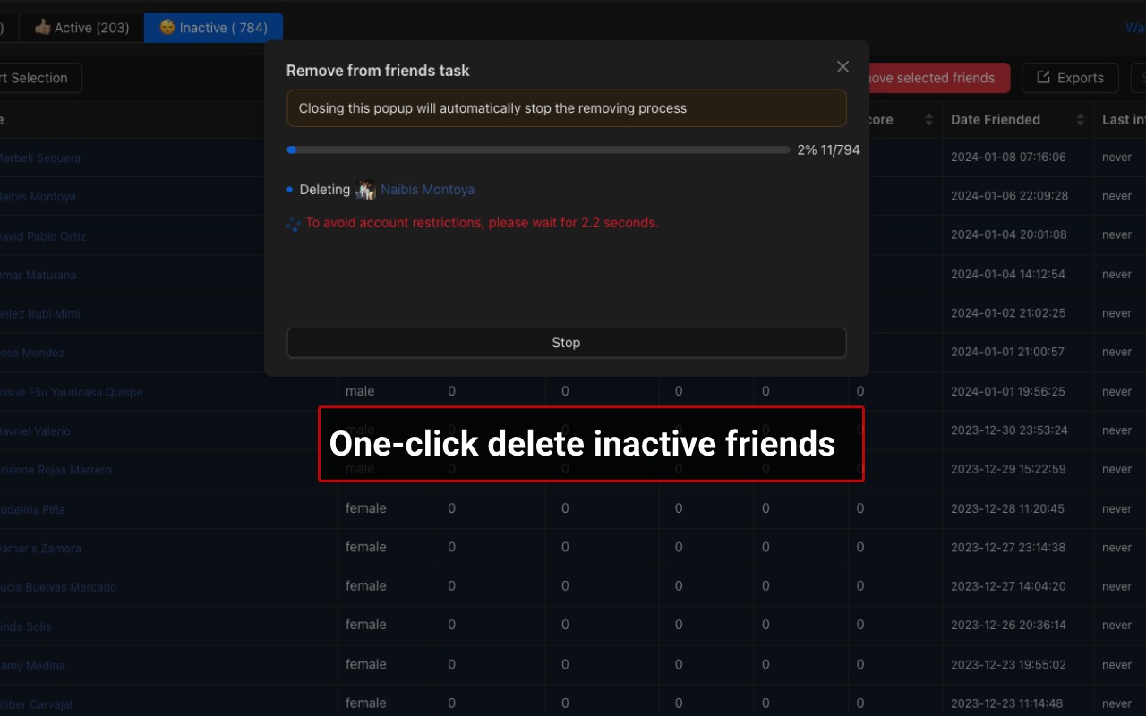 ESUIT | Remove Inactive Friends for Facebook™ screenshot