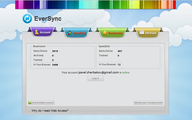 EverSync - Sync bookmarks, backup favorites screenshot