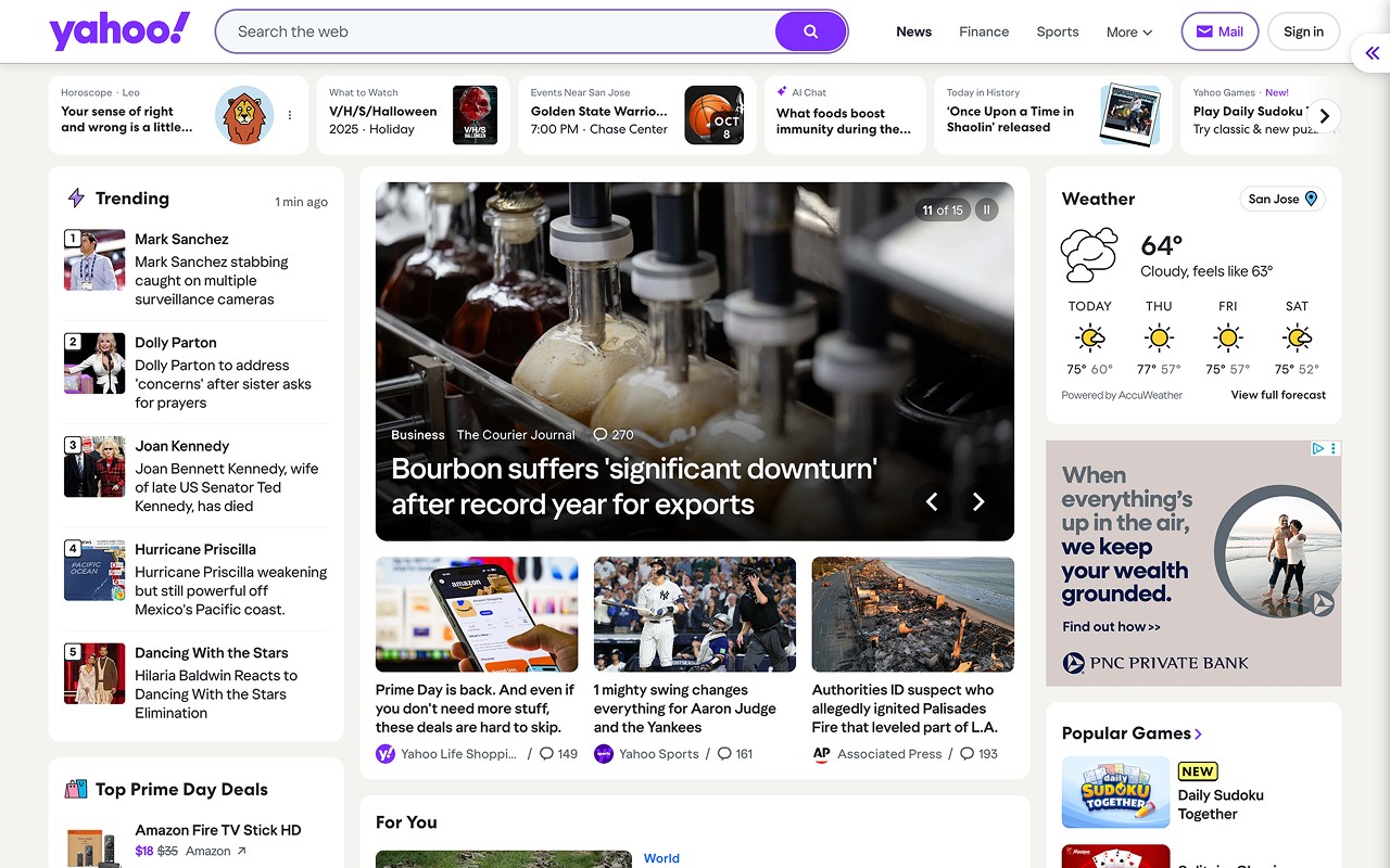 Yahoo Homepage screenshot