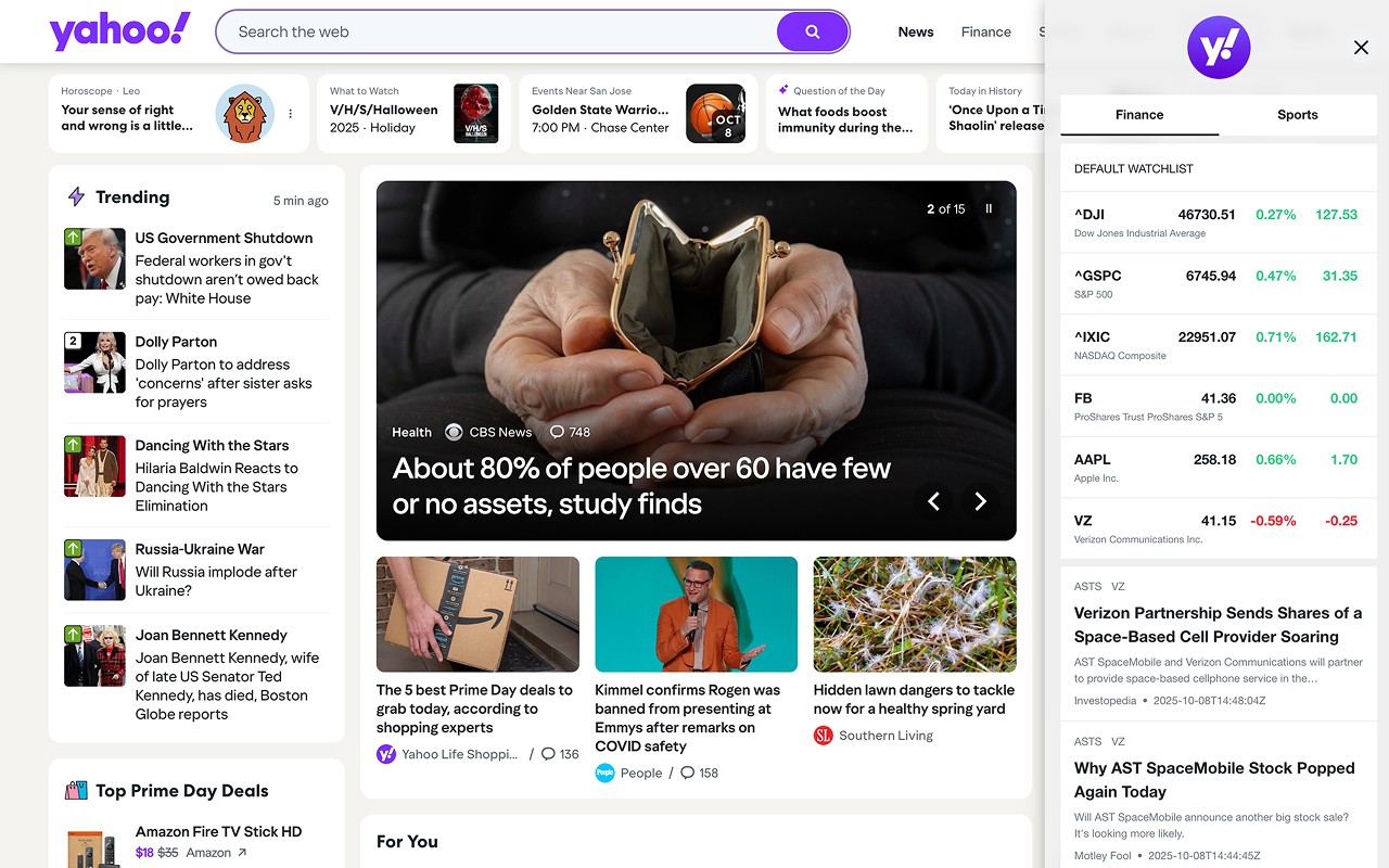 Yahoo Homepage screenshot