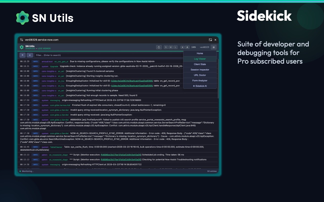 SN Utils - Tools for ServiceNow screenshot