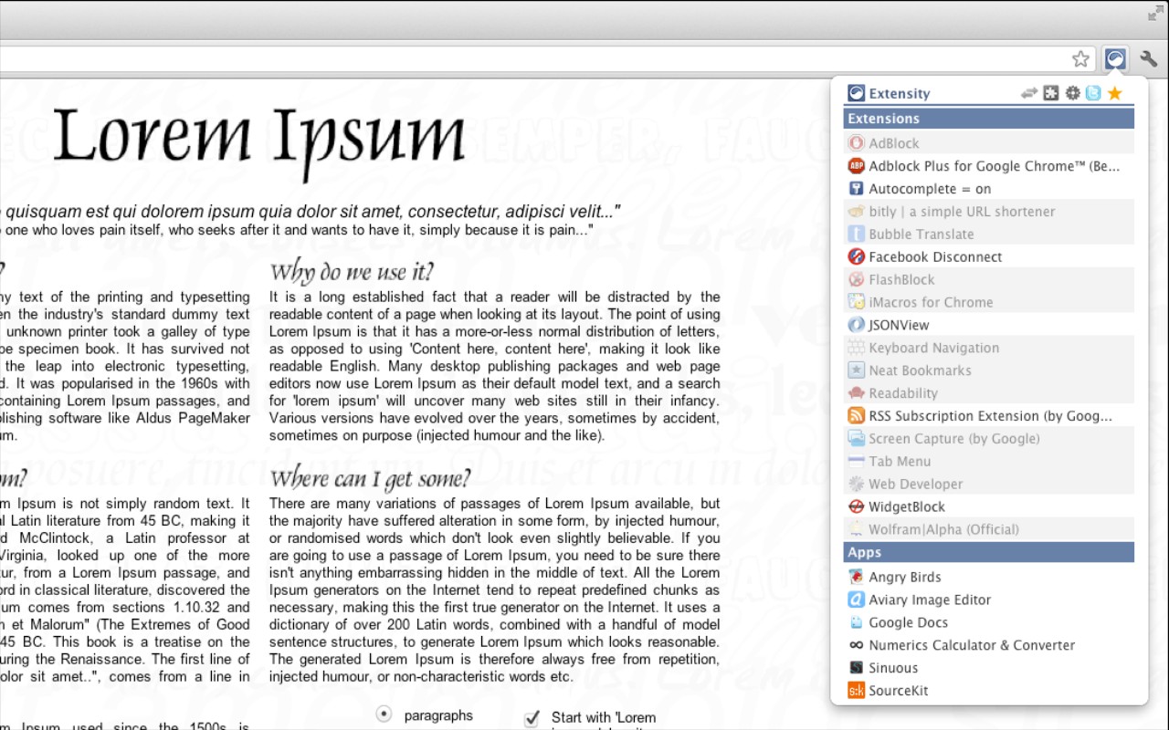 Extensity screenshot