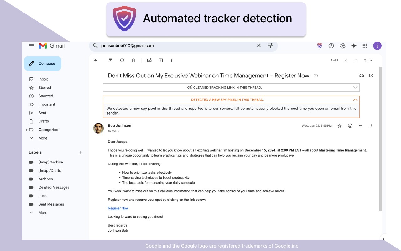 Gblock — Block email tracking in Gmail screenshot