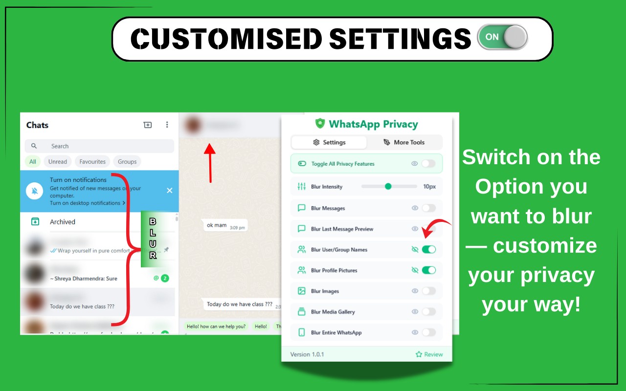 Privacy Extension for WhatsApp web screenshot