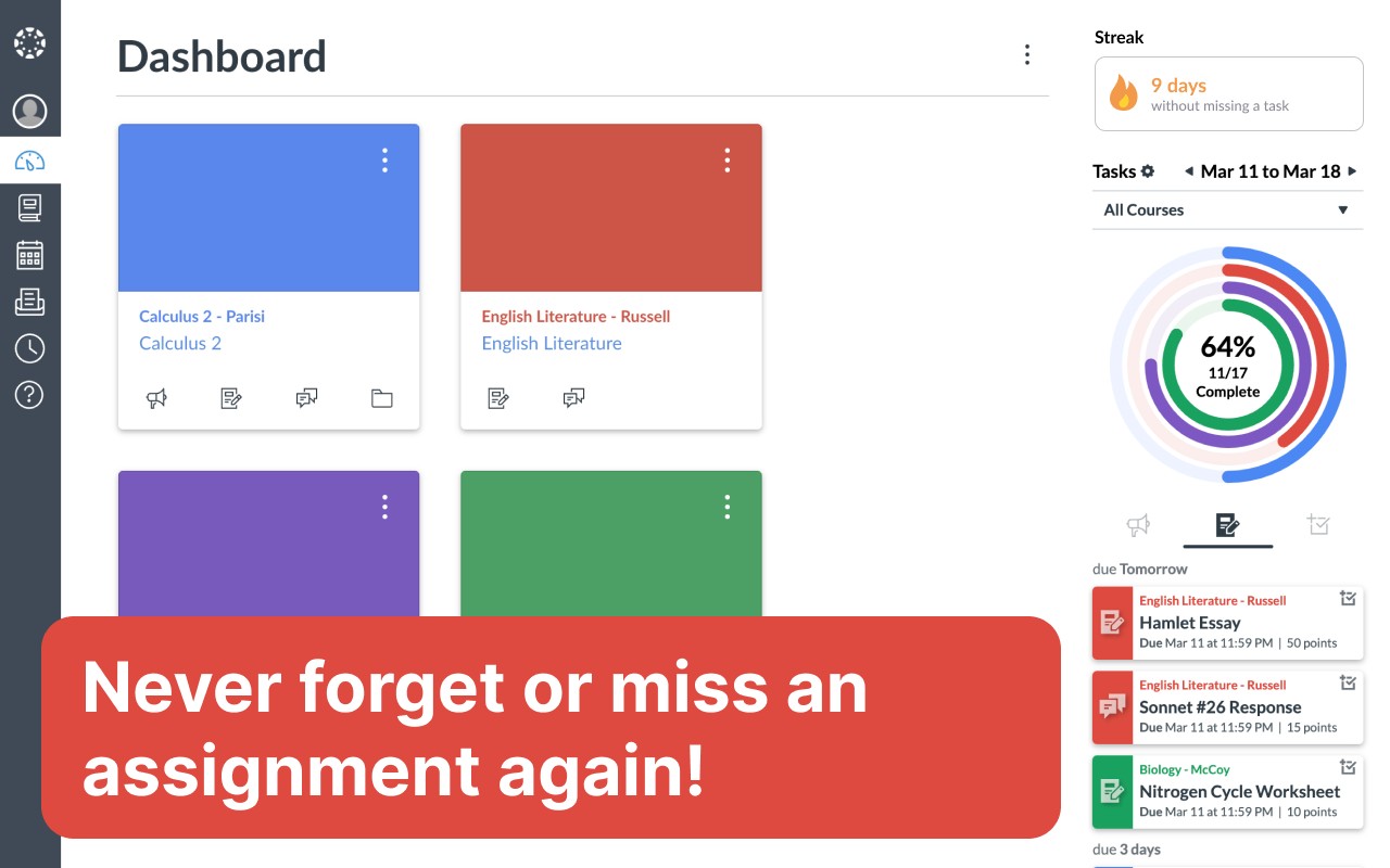 Tasks for Canvas – now supporting Blackboard, D2L Brightspace screenshot
