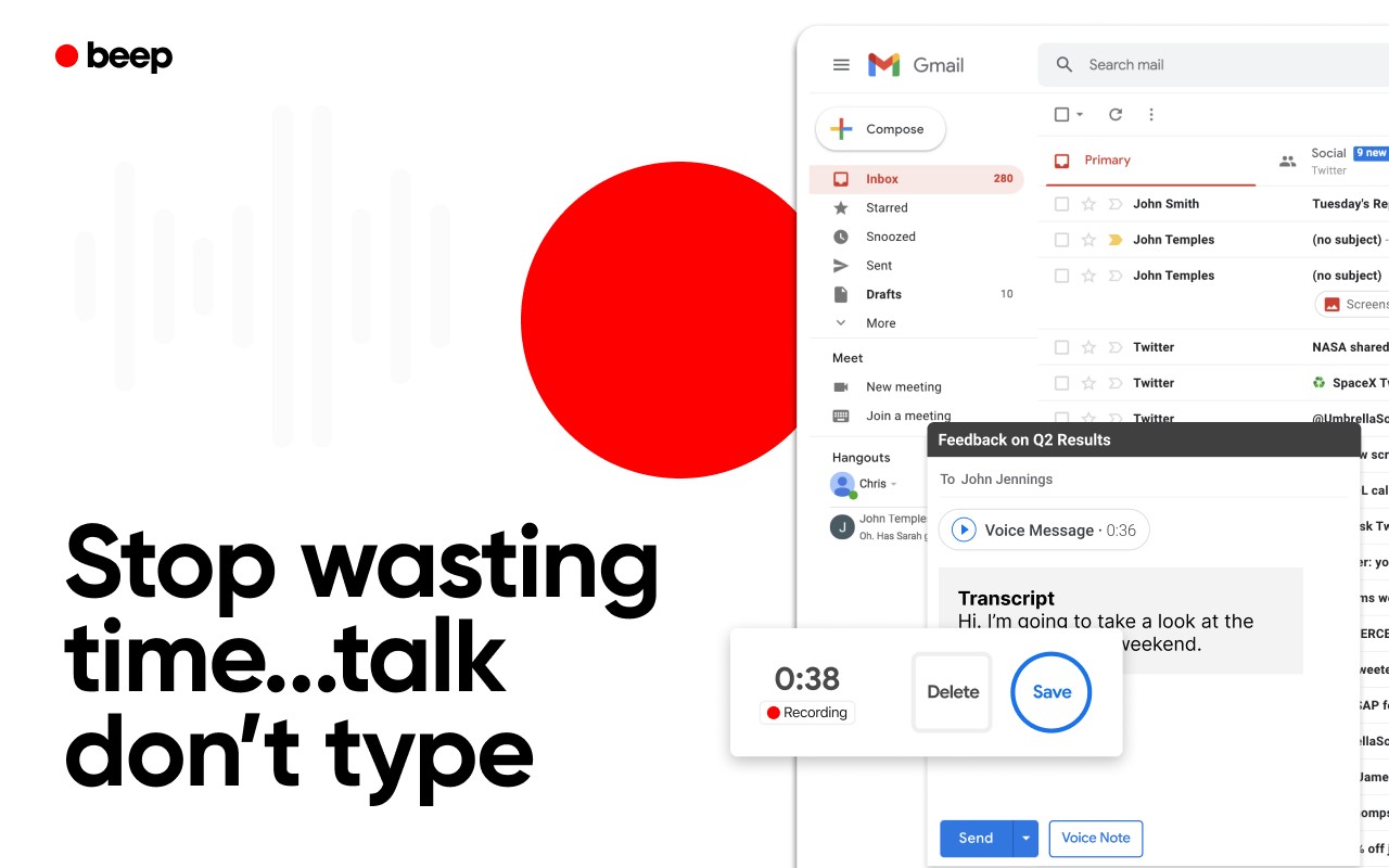 Record Voice Messages in Gmail - Beep screenshot